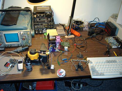 An electronics workbench.