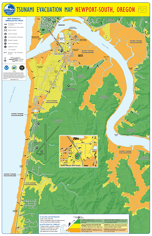 Tsunami evacuation map for South Newport, OR