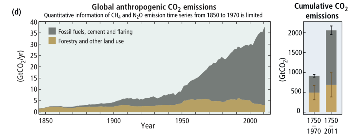 Global CO2 emissions due to human activity.