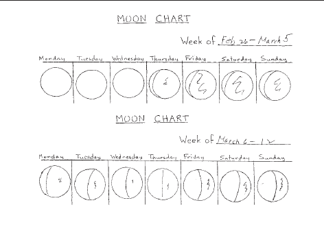 Observations of the waxing crescent moon in Australia.