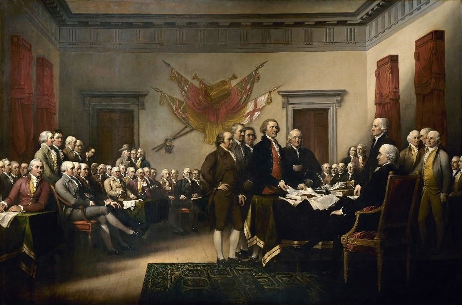 Ilustración de John Trumbull de la firma de la Constitución