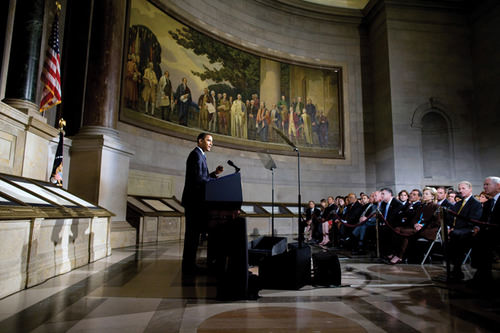 President Obama delivers speech at the Capitol Rotunda