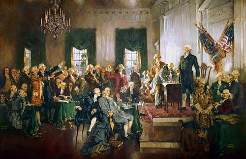 Painting - Scene at the signing of the Constitution by Howard Chandler Christy